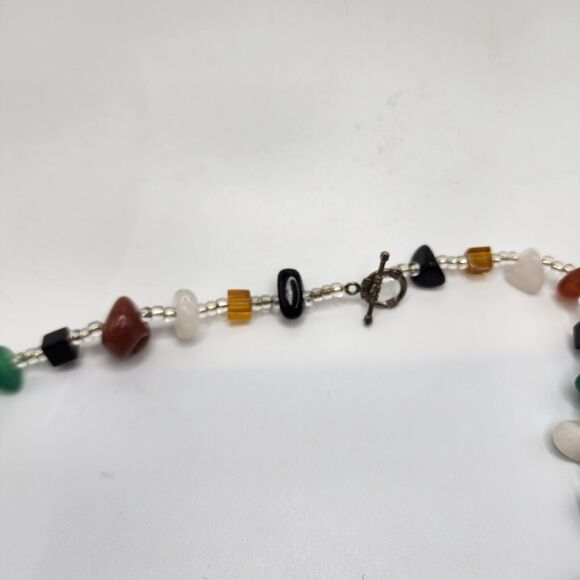 Artisan Multiple Gemstones Bead Treasure Necklace Faceted Layered 22” Colorful - Picture 7 of 10